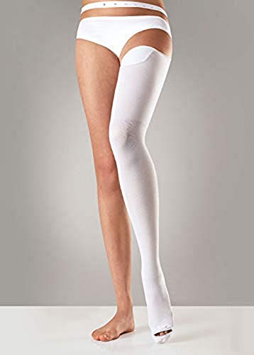 Sanyleg - Anti-Thrombose- und Anti-Embolie-Einbeinstrumpfhose, differenzierte abgestufte Kompression, mit Inspektionsloch, verstellbare Taille, beidseitig verwendbar, Größe Large, Länge 70-80 cm