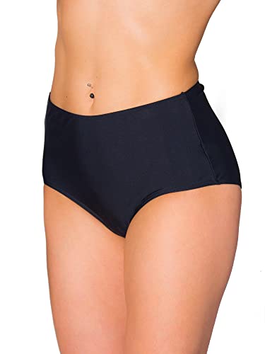 Aquarti Damen Bikinihose Bikini-Slip mit Hohem Bund, Farbe: Schwarz, Größe: 42