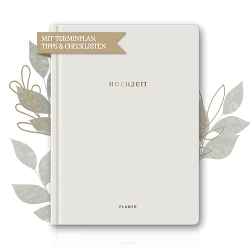 BIROYAL Hochzeitsplaner Deutsch für den großen Tag, 160 Seiten Wedding Planner mit Terminplan, Checklisten, Zeitplan und Tipps, Hochzeit Buch mit Kalender, Tolles Geschenk zur Verlobung - DIN A4