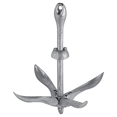 MARINEO Faltklappanker Anker Klappanker Klappdraggen Stahl verzinkt mit Arretierungsscheibe (0,7 kg)