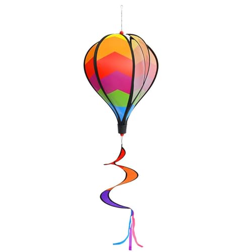 Regenbogen Heißluftballon Windmühlen - Heißluftballon Wind Spinner | Swirl Windspiel Windmühle | Regenbogen Windsack Heißluftballon | Windkreisel Regenbogen für Haus, Garten, Hof und Balkon Dekoration
