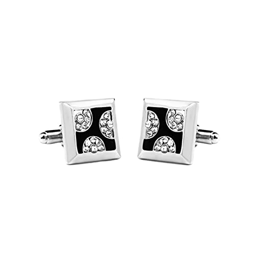 Lieson Manschettenknöpfe Herren Buisness, Manschettenknöpfe In Silber Manschettenknöpfe Quadrat Zirkonia Cufflinks für Hemd Hochzeit Geburtstag Geschenk