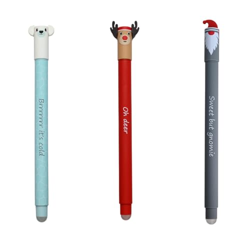 Eberhard Faber Animal Erase Stifte korrigierbarer Gelschreiber Weihnachten Winterset Eisbär, Wichtel und Rentier - (Winterset)