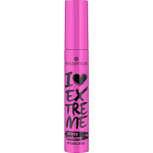 essence I LOVE EXTREME crazy volume mascara, Schwarz, langanhaltend, volumengebend, schwunggebend, verlängernd, vegan, ohne Mikroplastikpartikel, Nanopartikel frei, ohne Parfüm, 1er Pack (12ml)