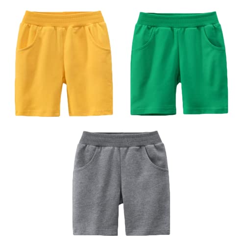 LAUSONS 3er-Pack Shorts für Kinder Sommer Kurze Hosen Einfarbige Baumwolle Schlafanzug Set 3/104-110/Etikett 110