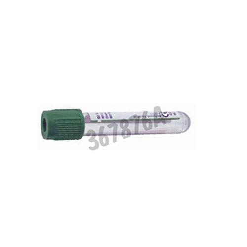 BD Medical 367876 Vacutainer PET Tube, Natriumheparin für Plasma Analyse, grüner Verschluss, Etiketten, Papier, 13 mm Ø, 100 mm Länge, 6 ml, 100 Stück