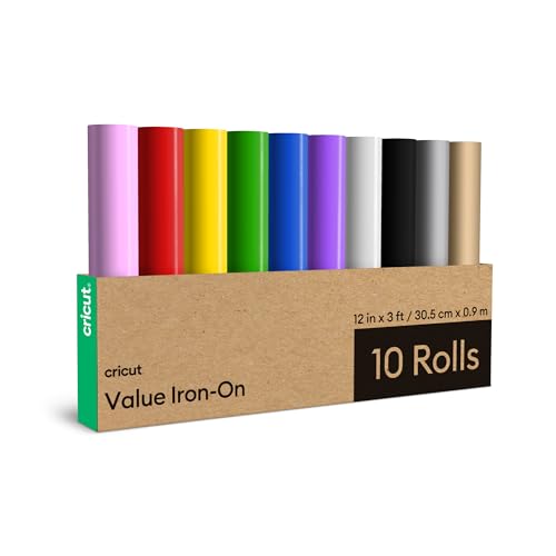 Cricut Transferfolie | 10 Rollen Thermotransfervinyl | 0.9m (3 Fuß) | Für alle Cricut Schneidemaschinen geeignet