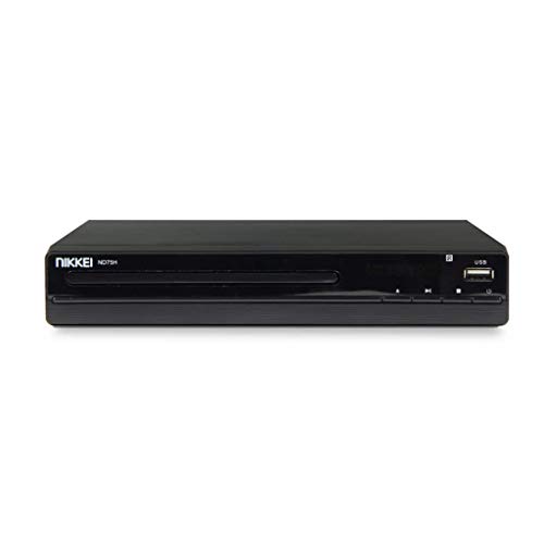 Nikkei ND75H DVD Player - Kompakter CD und DVD Spieler mit HDMI, SCART, Cinch und USB Anschluss - Full HD Upscaling - Für TV - Regionen Frei - einschließlich Fernbedienung - Schwarz