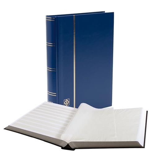 Leuchtturm 327876 Briefmarken-Sammel-Album - Einsteckbuch Basic - 64 weiße DIN A4-Seiten - unwattierter, blauer Einband