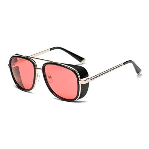 ASZO 2023 Steampunk Iron Man 3 Sonnenbrille Männer Marke Frauen Spiegel Designer Sonnenbrille Vintage Linse rote Sonnenbrille-Gold-Rot