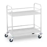 Royal Catering - Servierwagen Küchenwagen (2 Borde, 2 x 50 kg Tragkraft, 85 x 52,5 x 94,5 cm, 48 cm Abstand, Leichtlaufräder, Feststellbremse, Edelstahl) Silber