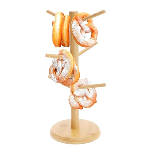 Salyeeluly Brezelständer mit 6-Armig | Brezelbaum Holz | auch als Wurstständer oder Tassenhalter, Robust Sicher Brezelhalter Holz Natürliche Glatt für Zuhause, Küchenschrank, Restaurant