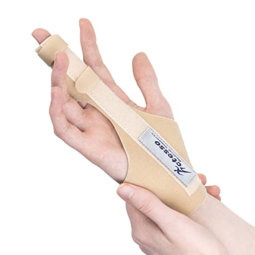 Actesso Verbessert Fingerschiene - Unterstützung für Triggerfinger, Hammerfinger, Arthritis, Gebrochener finger, RSI - Mittelfinger Ringfinger Zeigefinger Kleiner Finger (Einheitsgröße, Beige)