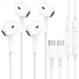 2er-Pack USB-C Kopfhörer für iPhone 15 Plus/15 Pro/15 Pro Max,HiFi Stereo In-Ear TypeC Kabel Ohrhörer mit Mikrofon und Lautstärkeregler, kompatibel mit Samsung Galaxy S24/S23/S22/A53/A54,iPadPro,Pixel