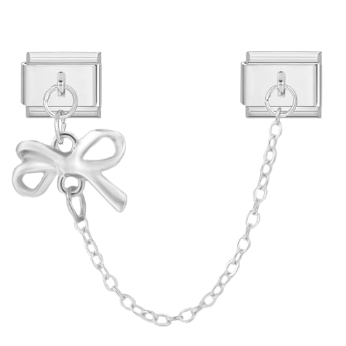 Heflashor Silber Italian Charm Bracelet Modul mit Anhänger 9mm Edelstahl Nomination Armband Glieder Italienisches Charms Armband Zubehör DIY Schmuck Accessoires Mode Dangle Damen Geschenk (Knoten)