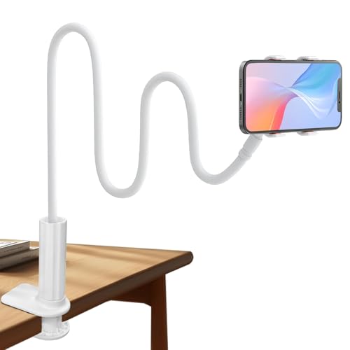 agctrler Handy Halter für Bett, Schwanenhals Handy Halterung, 138cm Flexible Lang Arm Handy Ständer, 360 Grad Drehung Handyhalter für iPhone, Samsung, 4-7 Zoll Smartphone