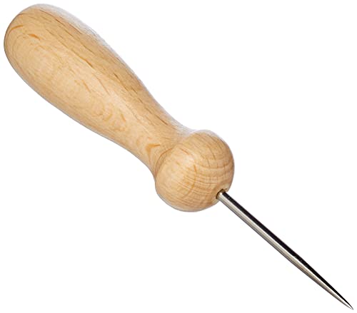 Rayher 6110000 Prickelnadel mit Holzgriff, Gesamtlänge 8,3 cm, Holzgriff 5 cm, Nadellänge 3,3 cm, 1 Stück, für Durchstecharbeiten mit Papier, basteln mit Papier und Nadel