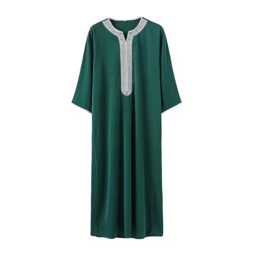 Gebetskleidung für Männer Muslim Kaftan Herren - Burka Arabische Kleidung Thobe Muslimische Kleidung Lang Abaya Royaltyy Dubai Robe Islamisch Retro Tuniken Lose Loungewear Jilbab Kandoura Gewand