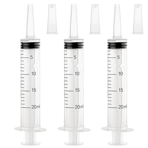 3 Pack 20ml große Spritze Kunststoff, Haustier Fütterung Spritze sterile Verpackung für wissenschaftliche Labors, Messung, Dispensieren, Gießen, Nachfüllen