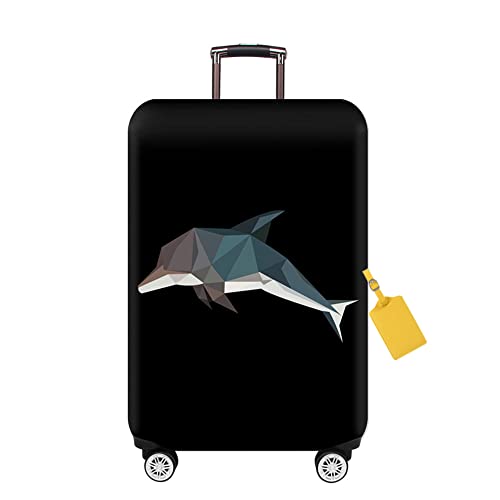 FANSU Elastisch Kofferhülle Kofferschutzhülle mit Modern Kreativdruck für 18 bis 32 Zoll Reisekoffer, Schutzhülle Waschbar Reisekoffer Gepäck Cover mit Reißverschluss (Delphin 1,M(22-24 Zoll))