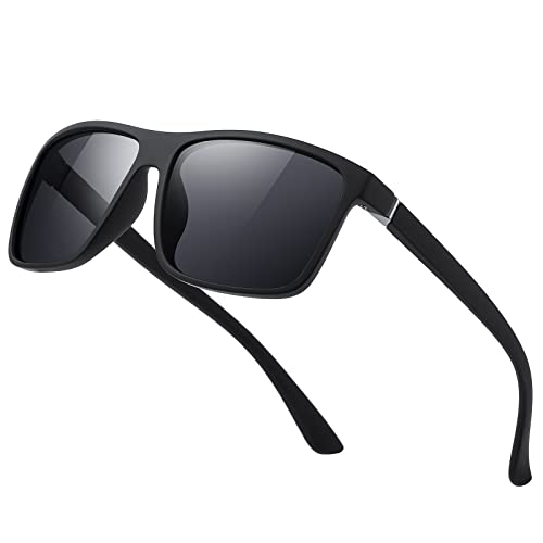 suoso Polarisiert Sonnenbrille Herren Damen Unisex Schwarz Retro Ultraleicht Rahmen UV400 Shutz Sonnenbrillen Polarisierte Klassische Brille für Fahren Geschäftsreise Reise Schwarz