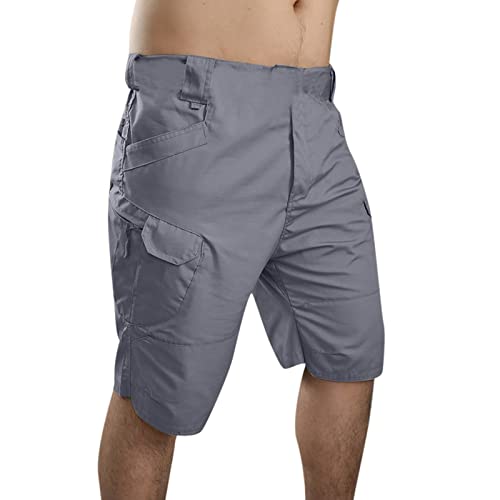 QWUVEDS Kurze Hosen Herren Outdoor-Hosen Shorts Shorts City Summer Men's Improved Cargo Herrenhose Unterhosen Shorts Herren (Grey, XL)