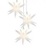 Ideen mit Herz 3-D LED-Sterne-Trio | Je Ø 10 cm | 3 LED-Lämpchen in Warmweiß | Mit Timer-Funktion (6 Stunden AN | 18 Stunden AUS)