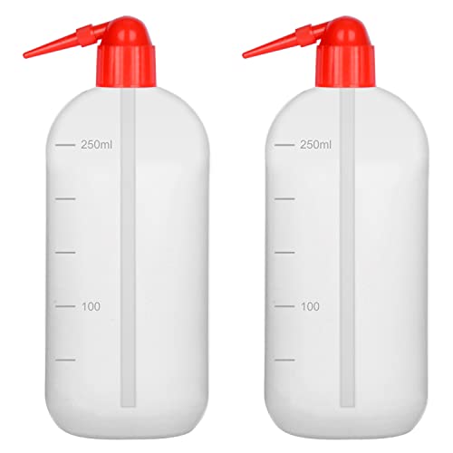 stonylab Chemische Waschflasche, 2-Pack Labor Sealed Cylindrical Plastic Safety Lab Reagent Squeeze Wash Bottle, Probenversiegelung Flüssigkeiten Lagerung Container mit Schmalem Mout, 250 ml/2 Flasche