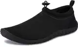 WHITIN Wasserschuhe Damen Herren Aquaschuhe Badeschuhe Männer Sommer Schwimmschuhe Surfschuhe Strandschuhe Mit Dicke Sohle Ganz Schwarz 44