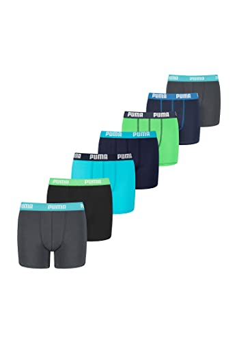 PUMA Boxershorts Jungen Kinder Unterhose Unterwäsche 7 er Pack, Farbe:Blue/Green, Bekleidung:164