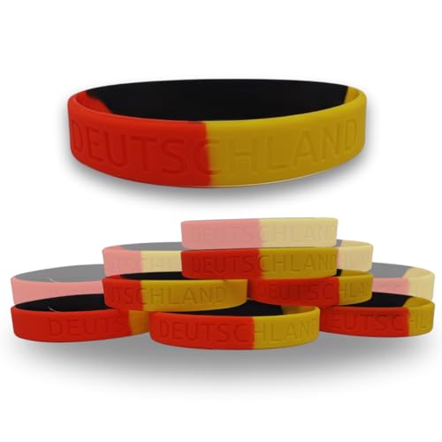 Twist4 Silikon Armband Deutschland - schwarz rot gelb - als Fanartikel, Fußball, Deko, Party, Länder… (schwarz/rot/gelb, 5 Stück)