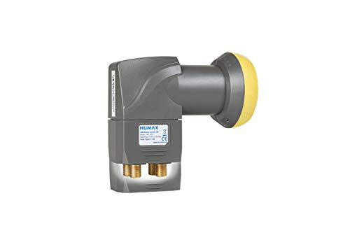 HUMAX Digital Quad-LNB 143s Gold, Satelliten universal LNB, LTE-Filter, 4 Teilnehmer inkl. Wetterschutzhülle und vergoldete F-Buchsen, für digitales Fernsehen in HD, Full HD und 4K UHD, schwarz/gelb