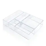 Lilly Things Anti-RUTSCH Schubladen Ordnungssystem (5-teilig Set A, transparent) Schubladen Organizer Schubladeneinsatz Aufbewahrungsbox für Make-Up Kosmetik Schminktisch Schreibtisch Büro Bad Küche