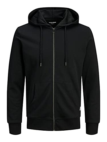 JACK & JONES Herren Basic Reißverschluss Baumwoll Hoodie - Schwarz - XL