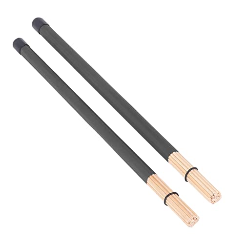 Asixxsix Rods Drum Brush, 2 Stück Bambus Hot Rods Drumsticks Tragbares, leichtes Rod Drumsticks Percussion-Werkzeug für Jazz, Rockband, kleine Veranstaltungsorte und akustische Darbietung (Schwarz)