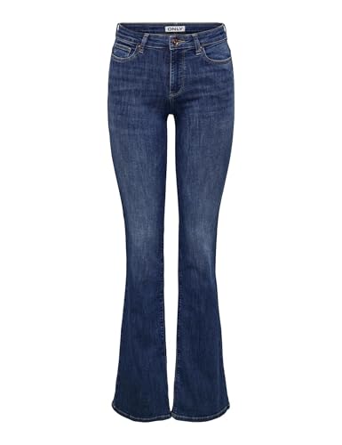 ONLY Damen Onlann Mid DNM Soo615 Noos Flared Fit Jeans, Dark Blue Denim, XS / 32L