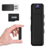 Body Cam mit 32GB TF Karte,Bextgoo 1080P FHD Mini Kamera, 8-10 Stunden Akkulaufzeit Bodycam Körperkamera, Kleine Kamera ohne WLAN, 180° Drehbares Objektiv, Loop-Aufnahme, für Meetings, Reiten, Reisen