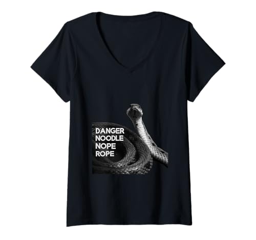 Damen Lustige Schlange, Gefahrennudel, Nope Rope, Reptilienhandler, Zoo T-Shirt mit V-Ausschnitt