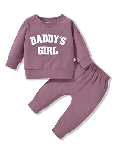 Neugeborenes Baby Mädchen Outfit Kleinkind Langarm Pullover Sweatshirt Lila Top Hosen Herbst Winter Outfit 0-6 Monate