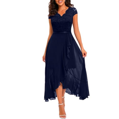 Ansenesna Abendkleider Elegant Für Hochzeit Lang Kleid Hochzeitsgast Damen mit Ärmeln Festliche Kleider Damen Sommer Spitze Brautjungfernkleider Frauen Midi Damenkleider Festlich Ballkleider