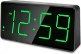 Eachui Wecker digital Batteriebetrieben mit großen Zahlen, Digitaler Wecker mit LED Display, regelbarer Helligkeit und Lautstärke, Snooze, 12/24 Std.- und DST-Modus (Grüne Ziffern)