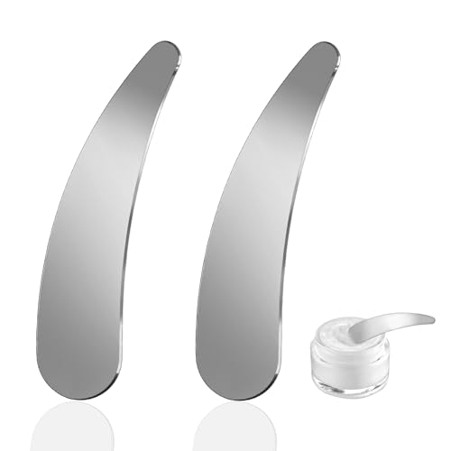 Molain Kosmetikspatel, Kosmetik Metall Spatel, Make Up Gebogenen Spatel Mini Kosmetikspatel Make up Applikator Beauty Scoop für Creme Gesichtsmaske Lotionen Feuchtigkeitscremes(2PCS)