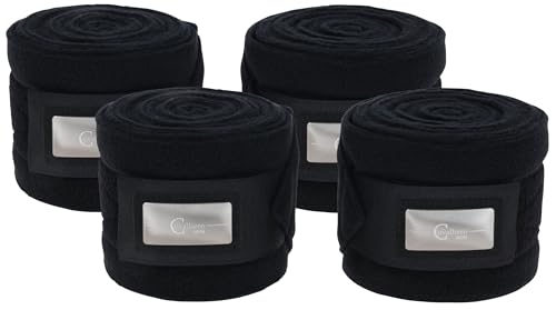 Covalliero, 4X, Fleecebandagen CovallieroTherm, Pferdebandage, Verband, Cova-Tex-Material, Pferde, mit Klettverschluss, schwarz, 3,5mx10cm