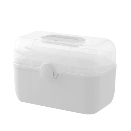 transparenter Erste-Hilfe-Box,Medizinbehälter-Organizer mit großem Fassungsvermögen und Koffer, Kit-Aufbewahrungsbox, Organizer, Pillen-Organizer, Schrank (L weiß)