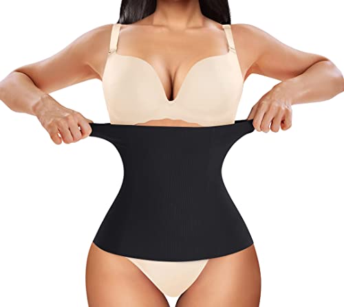 Bingrong 2 in 1 Postpartale Unterstützung Taillenmieder, Damen Stark Formend Bauchweg Unterbrust Korsett Recovery Bauch Taille, XL, Schwarz