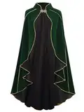 Mittelalterliches Kostüm, Damen-Accessoires, grüne Umhänge aus Samt, Renaissance, Kapuzenumhang, Halloween, Welttag des Buches, Kostüm für Damen (Grün, 110 cm)