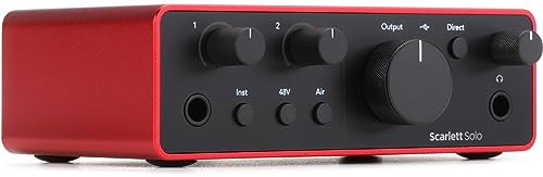 Focusrite Scarlett Solo 4. Gen USB-Audio-Interface für Gitarristen, Sänger und Produzenten — Aufnahmen in HiFi-Studioqualität sowie sämtliche Software, die Sie zur Aufnahme benötigen