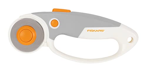 Fiskars Titan-Rollschneider, Rollmesser mit Schlaufengriff, Rechts- und Linkshändig, Klingen-Durchmesser: 45 mm, Orange/Weiß/Grau, 1066047