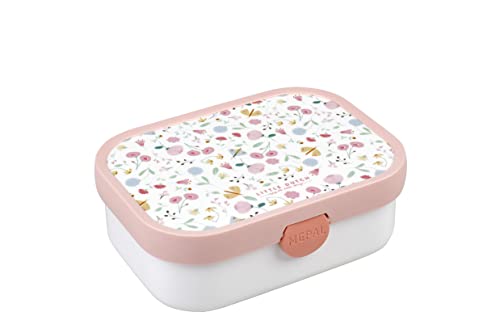 Mepal Brotdose Kinder Little Dutch – Bento Box Kinder - Brotdose Kinder mit Fächern & Gabel - Meal Prep Box mit Clip-Verschluss - BPA-frei & Spülmaschinenfest - 750 ml - Flowers and Butterflies