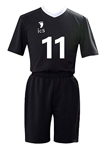 QYIFIRST Inarizaki High School Volleyball Club Osamu Miya No.11 Jersey Set Volleyballverein Team Trikot Uniform Cosplay Kostüm Schwarz 3XL